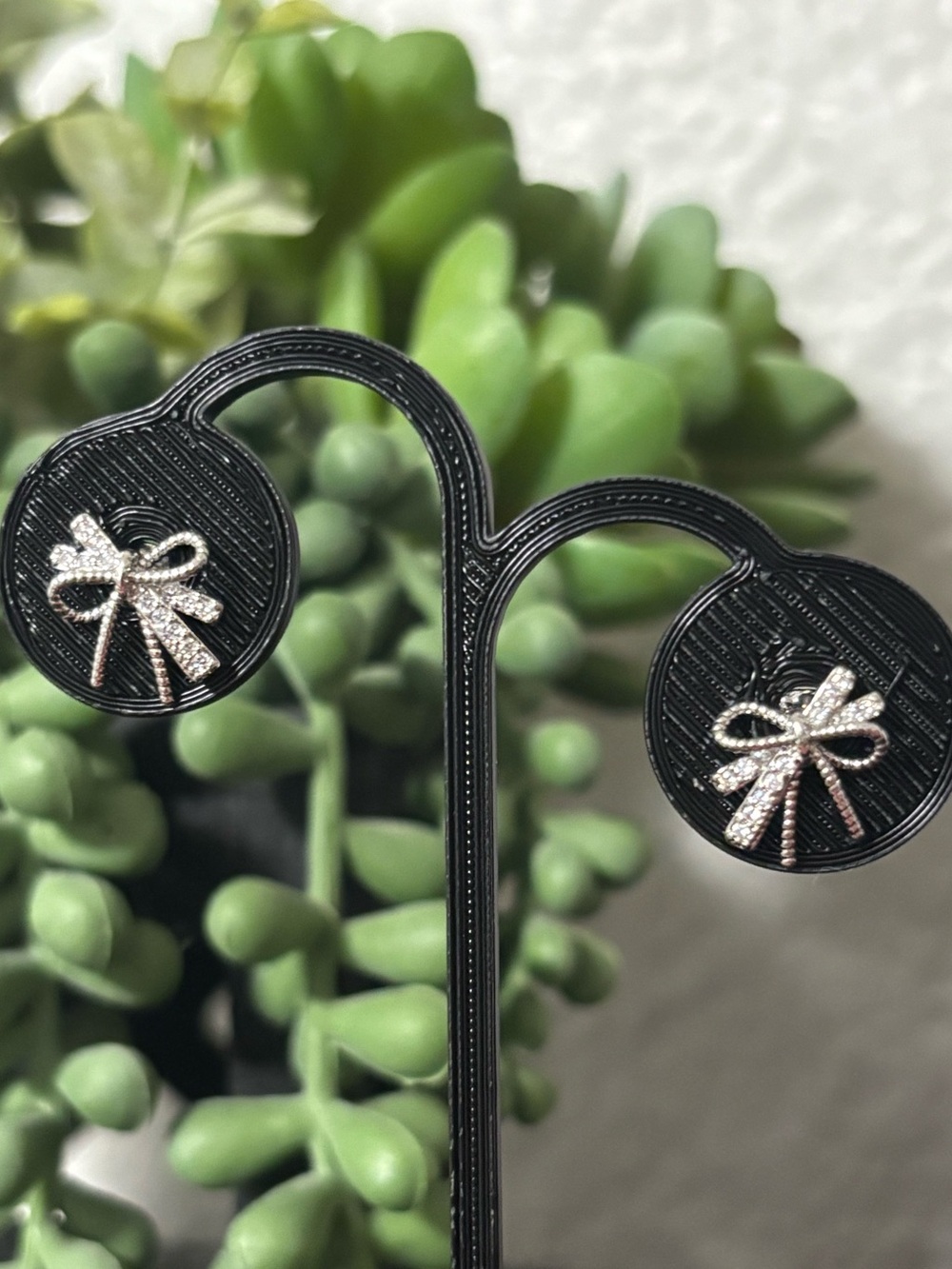 Dainty Sparkling Bow Accent Stud Earrings